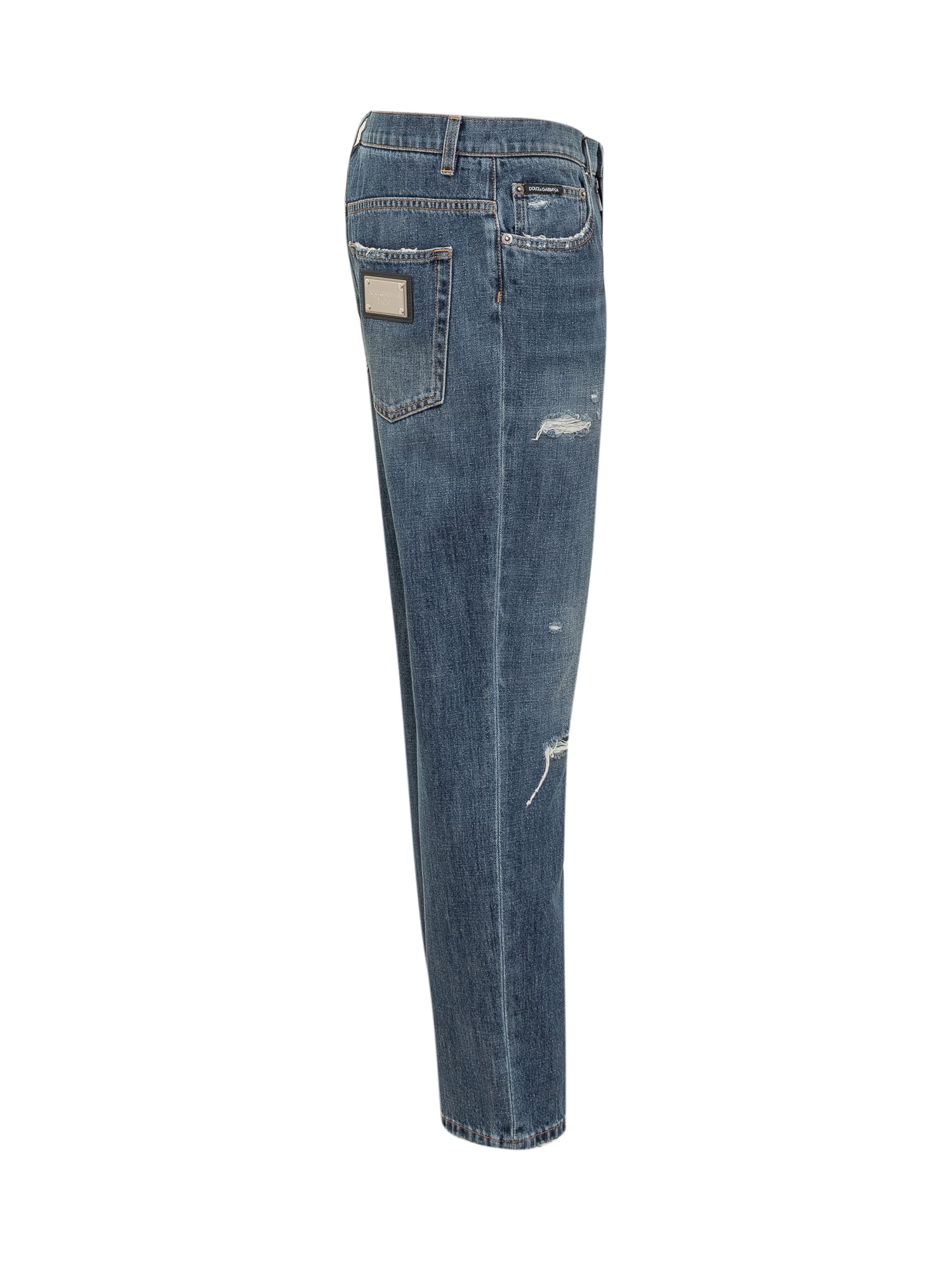 Shop Dolce & Gabbana Denim Jeans With Abrasions