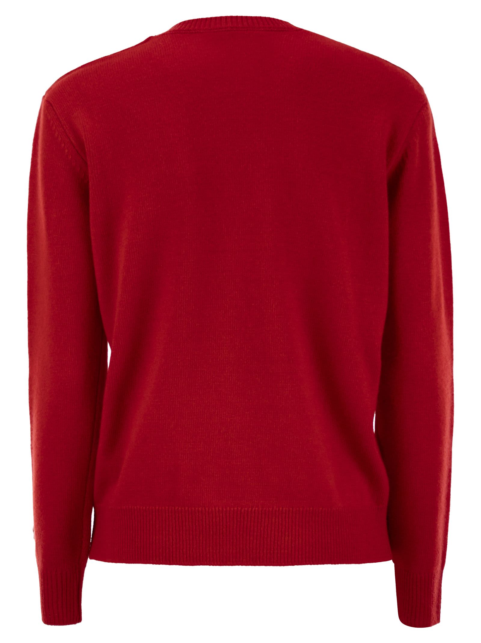 Shop Mc2 Saint Barth Wool And Cashmere Blend Sweater With Embroidery Maracaibo In Red