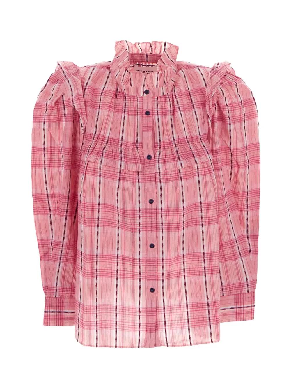 Isabel Marant Étoile Checked Cotton Blouse In Pink