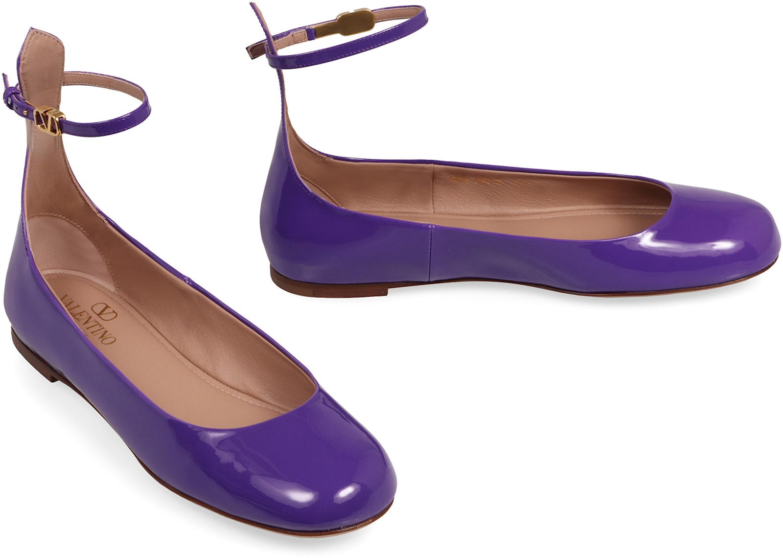 Shop Valentino Garavani - Tan-go Leather Ballet Flats In Purple