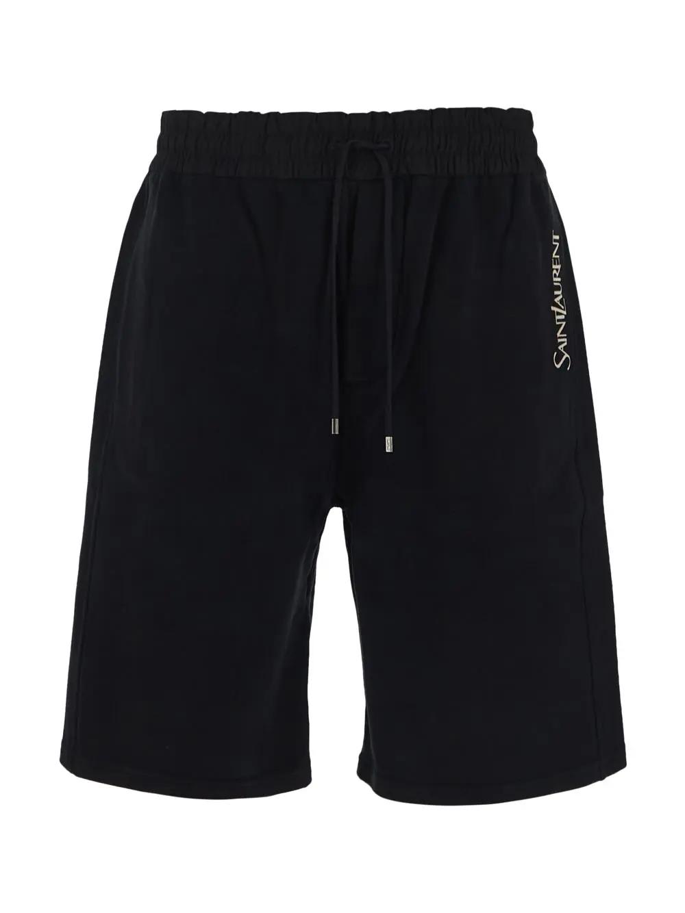 Saint Laurent Fleece Bermuda Shorts In Black