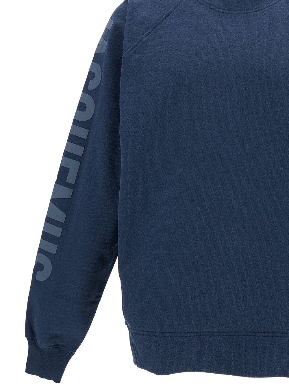 Shop Jacquemus Logo Printed Crewneck Sweatshirt In Blue