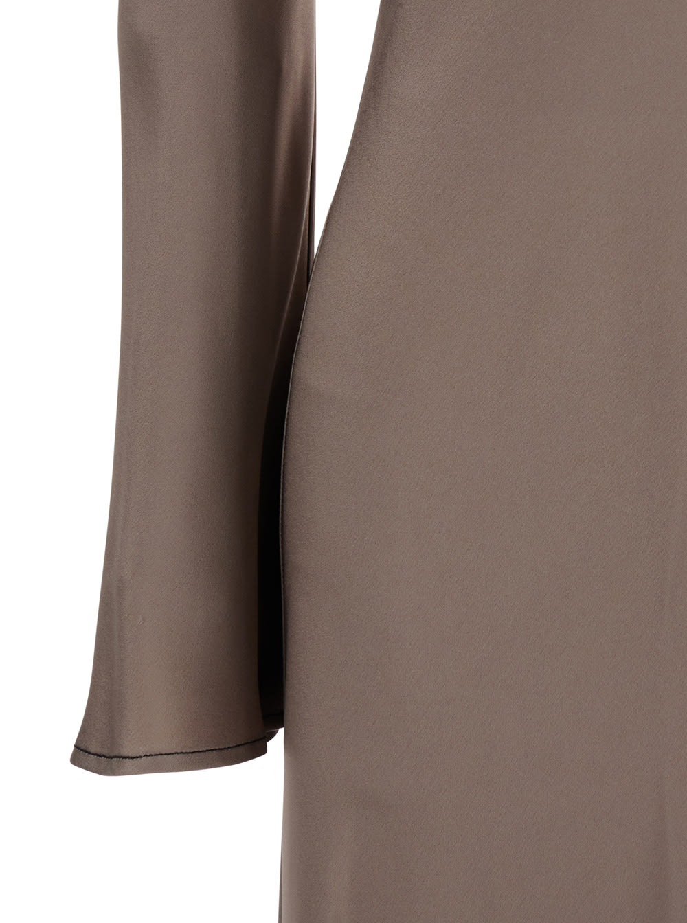 Semicouture Grey Crewneck Long Dress With Rear Concealed Zip In Viscose Blend Woman In Brown