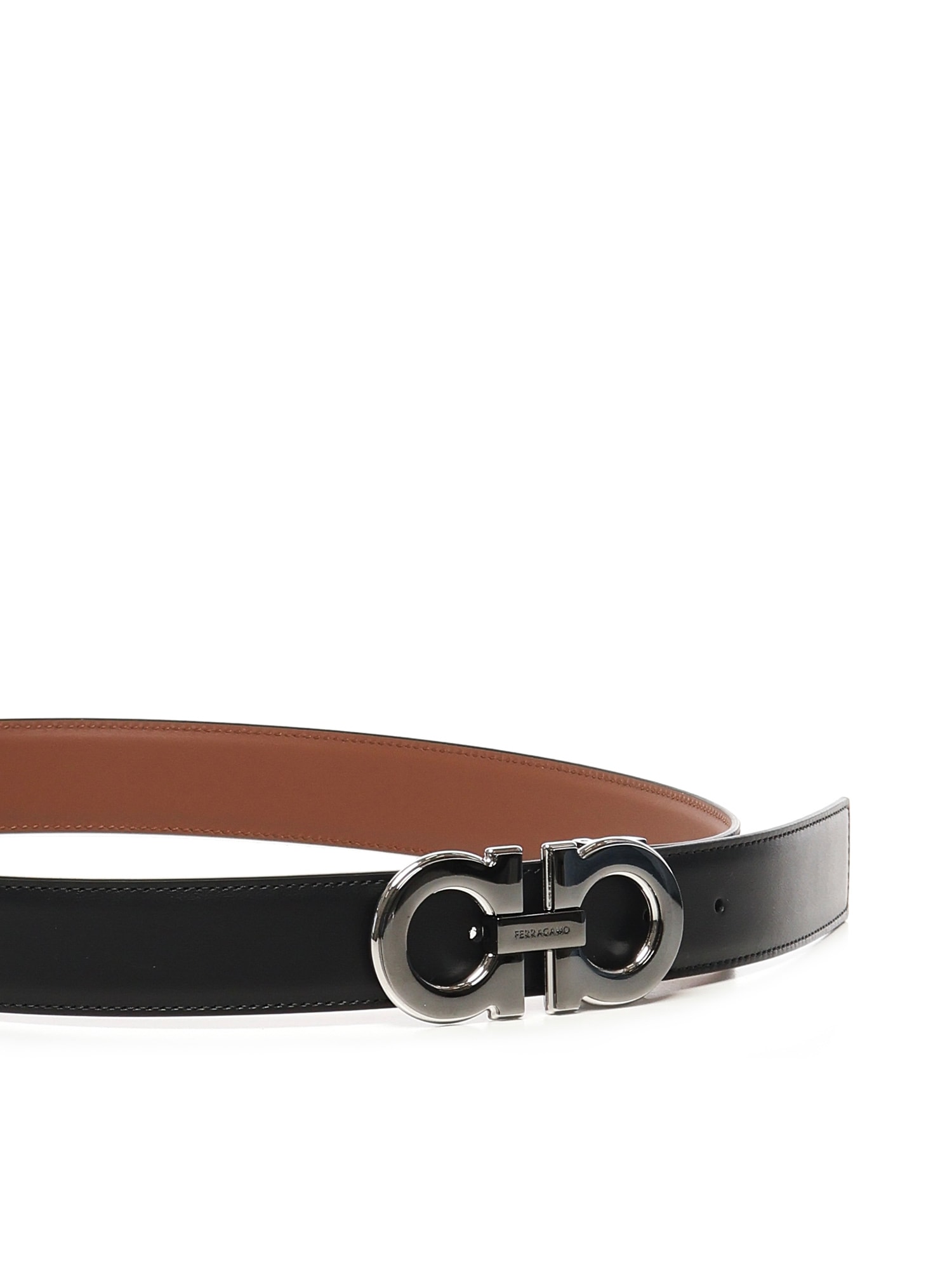 Ferragamo Reversible Gancini Belt In Black