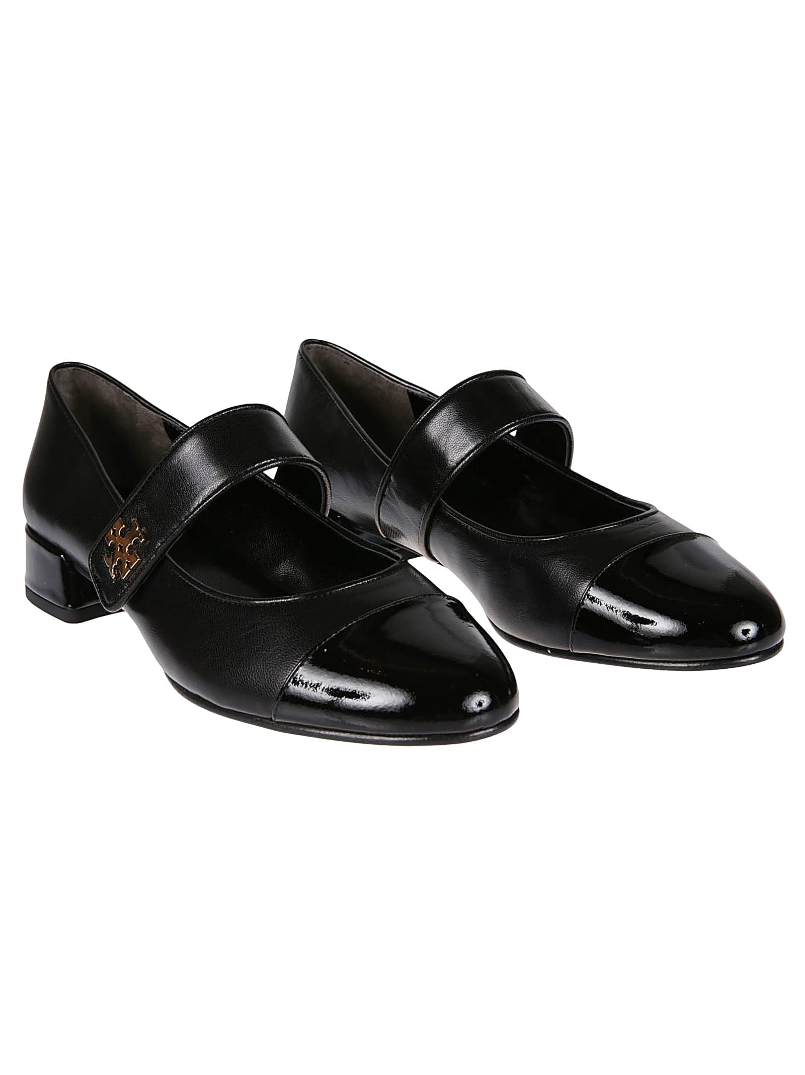 Shop Tory Burch Cap-toe Mary Jane Heel Ballets In Perfect Black/perfect Black