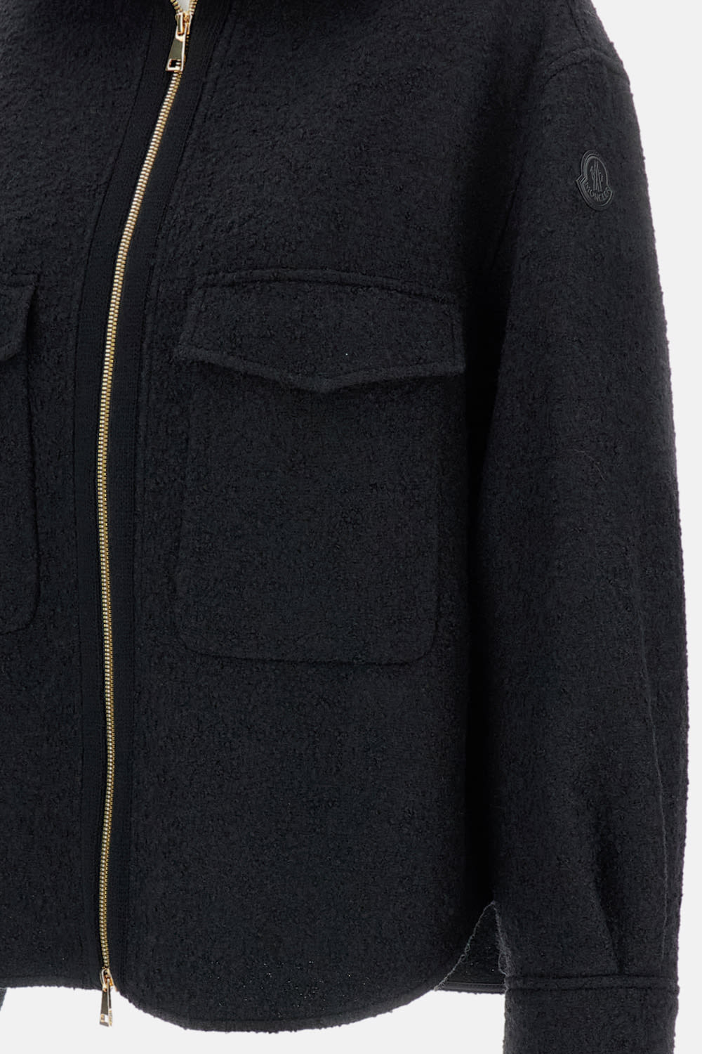 Moncler Zip-up Patch-pockets Shirt In Black