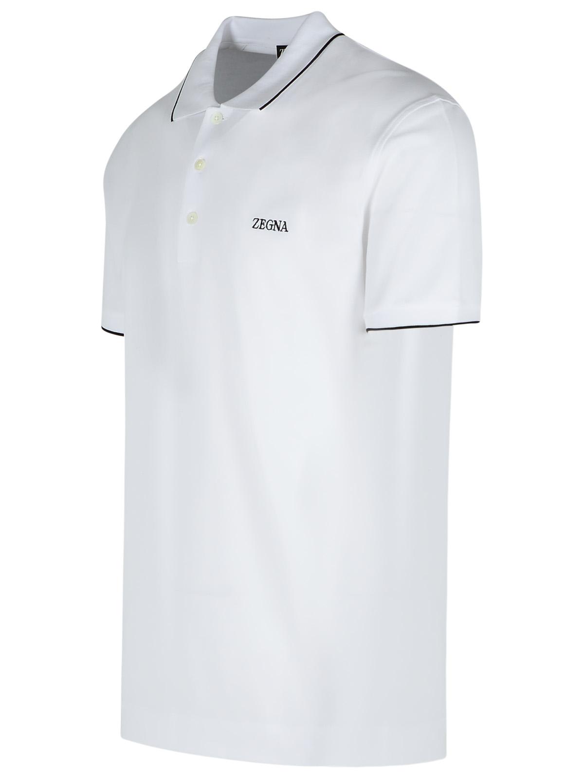 Shop Zegna White Cotton Polo Shirt