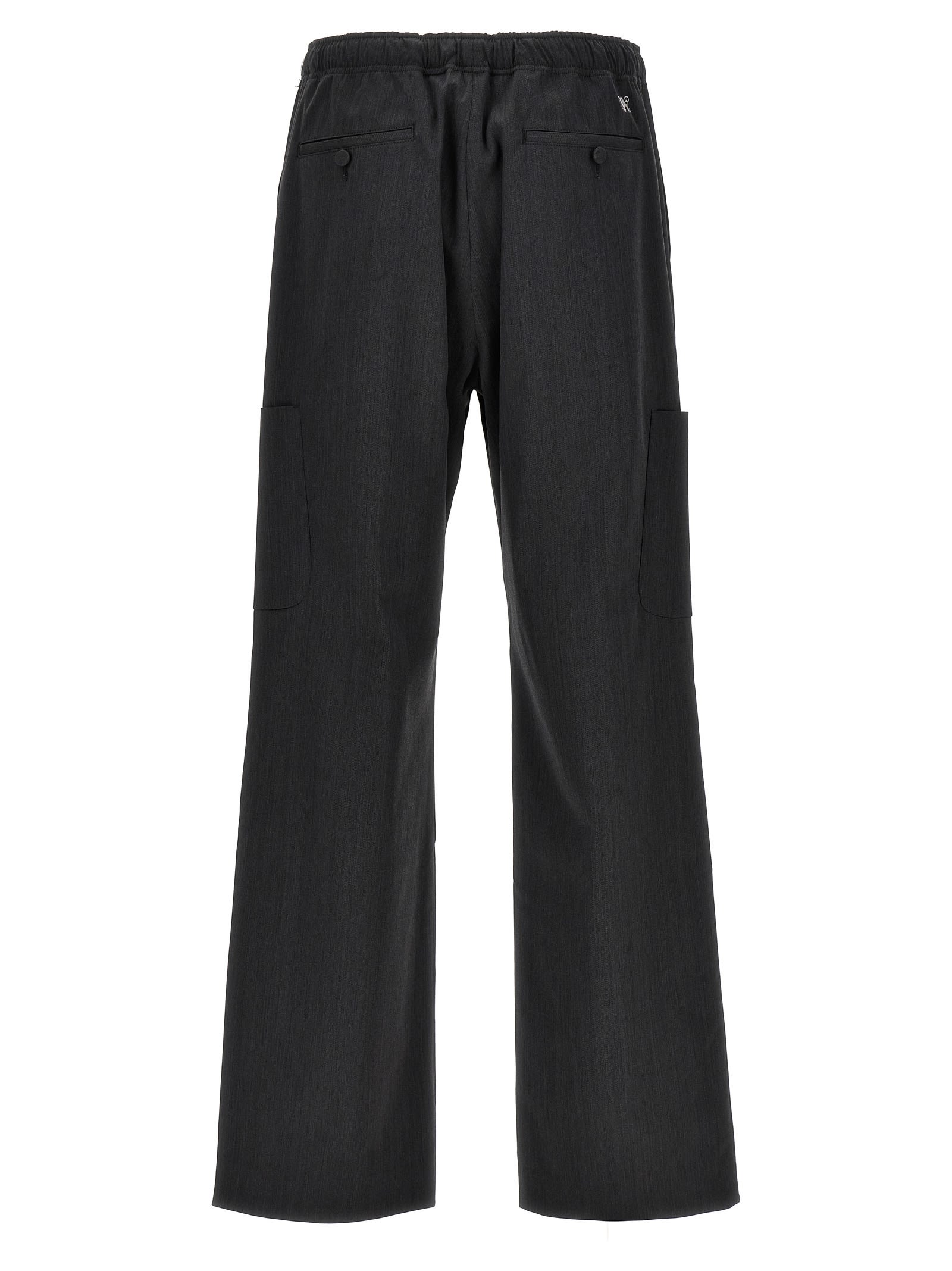 Shop Palm Angels Monogram Trousers In Gray