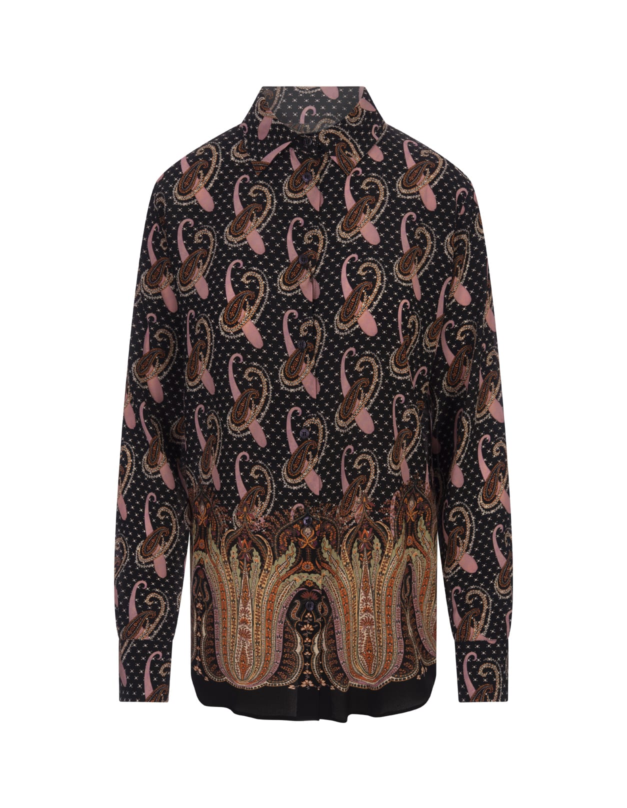 ETRO SILK SHIRT WITH PAISLEY AND POLKA DOT PATTERNS IN PINK