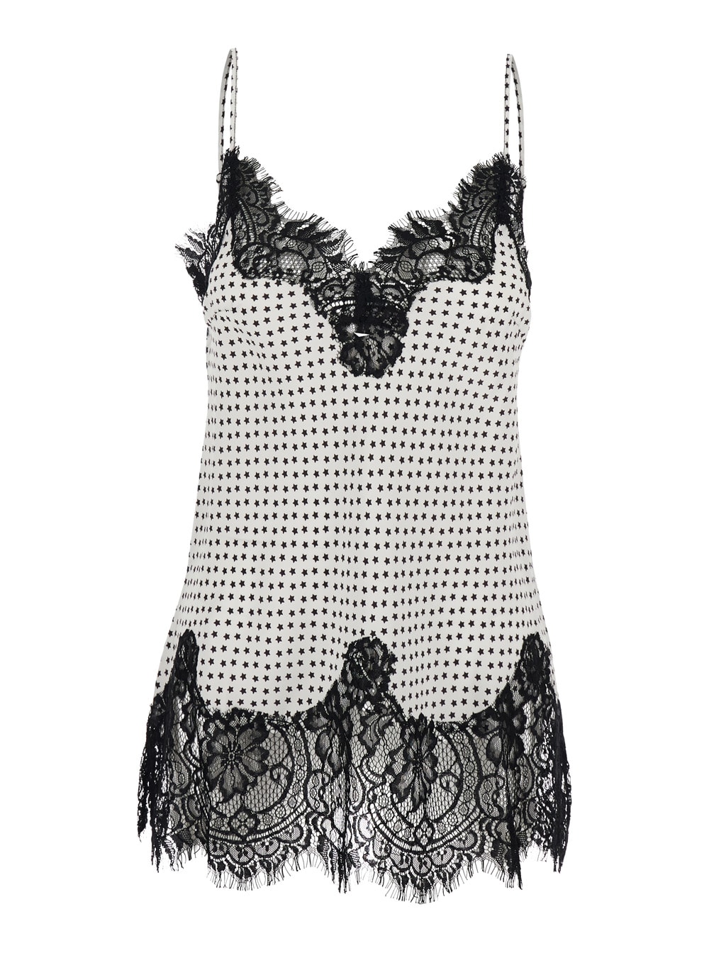 Gold Hawk White V-neck Top With All-over Print And Lace Details In Fabric Woman In Multi