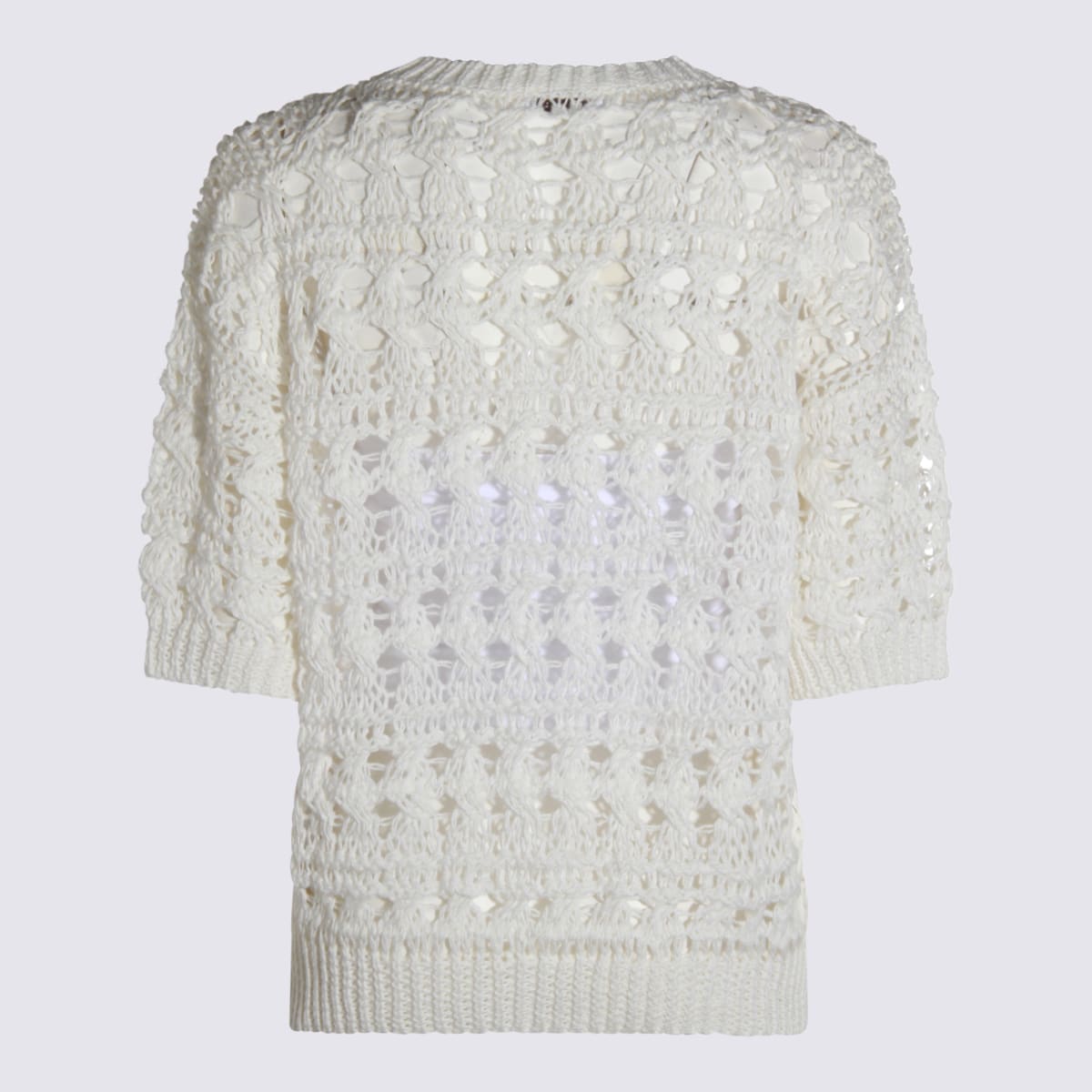 Brunello Cucinelli Jute-cotton Crochet Net Sweater In White
