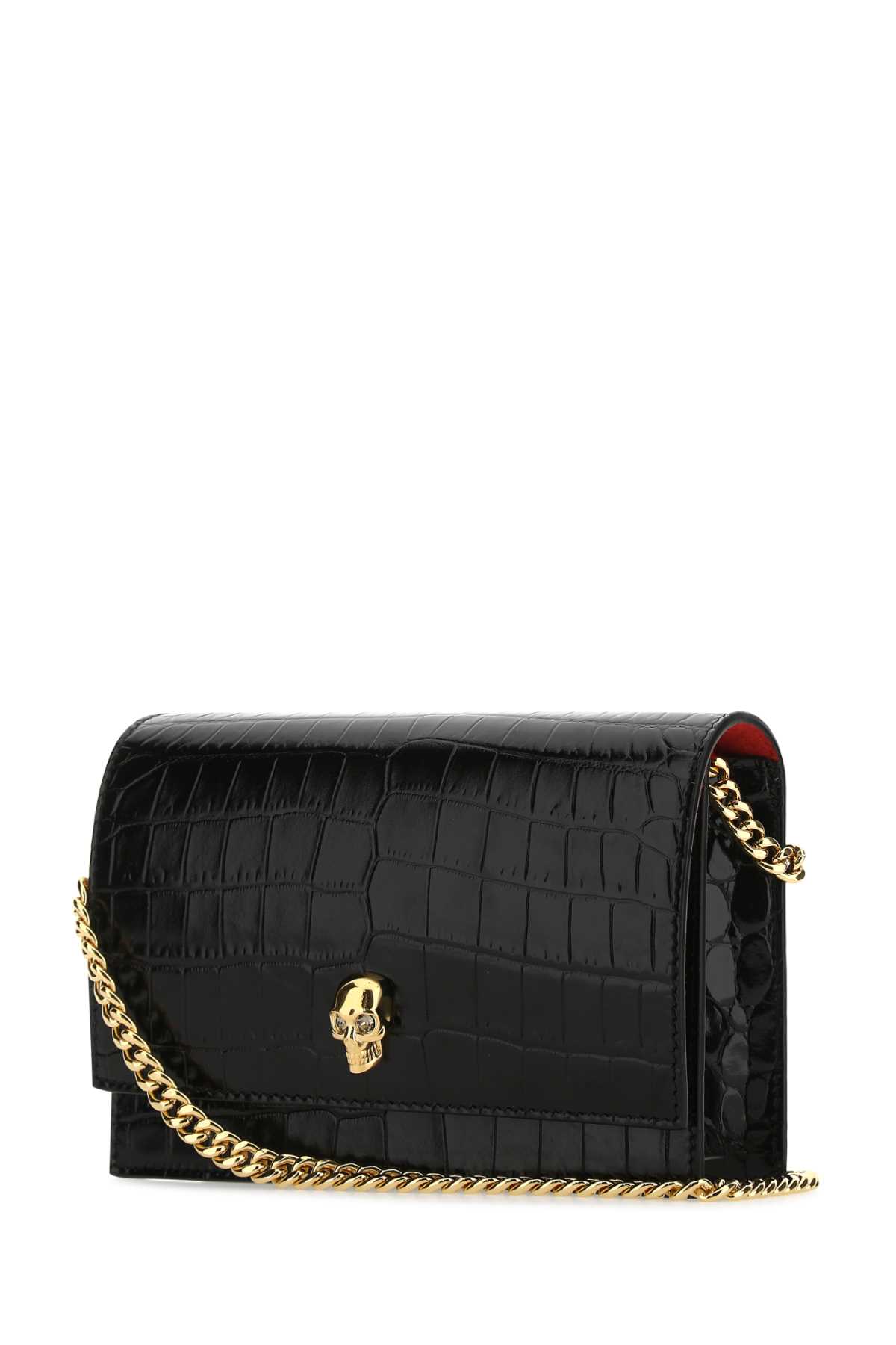 Shop Alexander Mcqueen Black Leather Small Skull Clutch