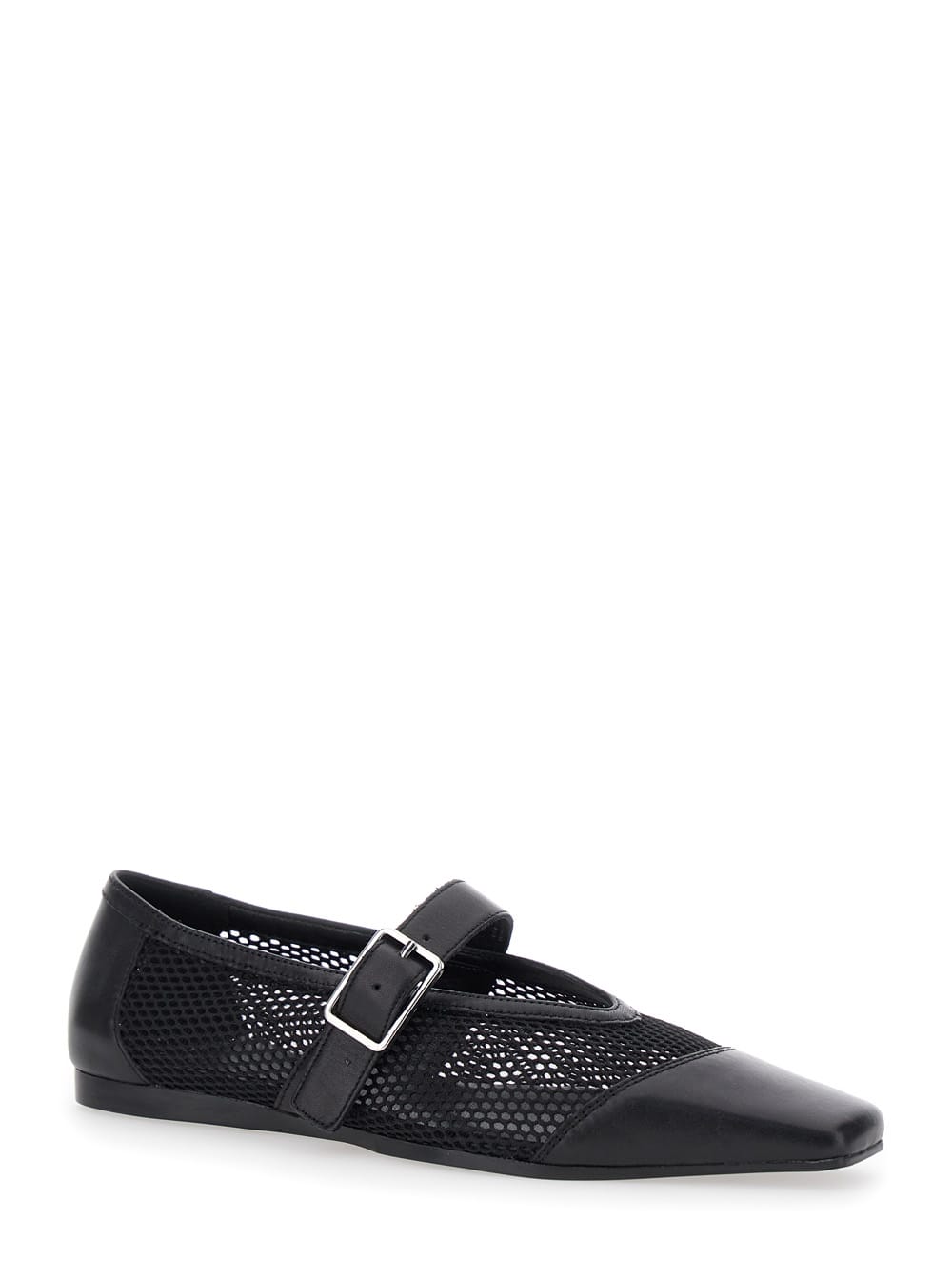 Vagabond Wioletta Buckle-fastening Mesh Ballet Flats In Black