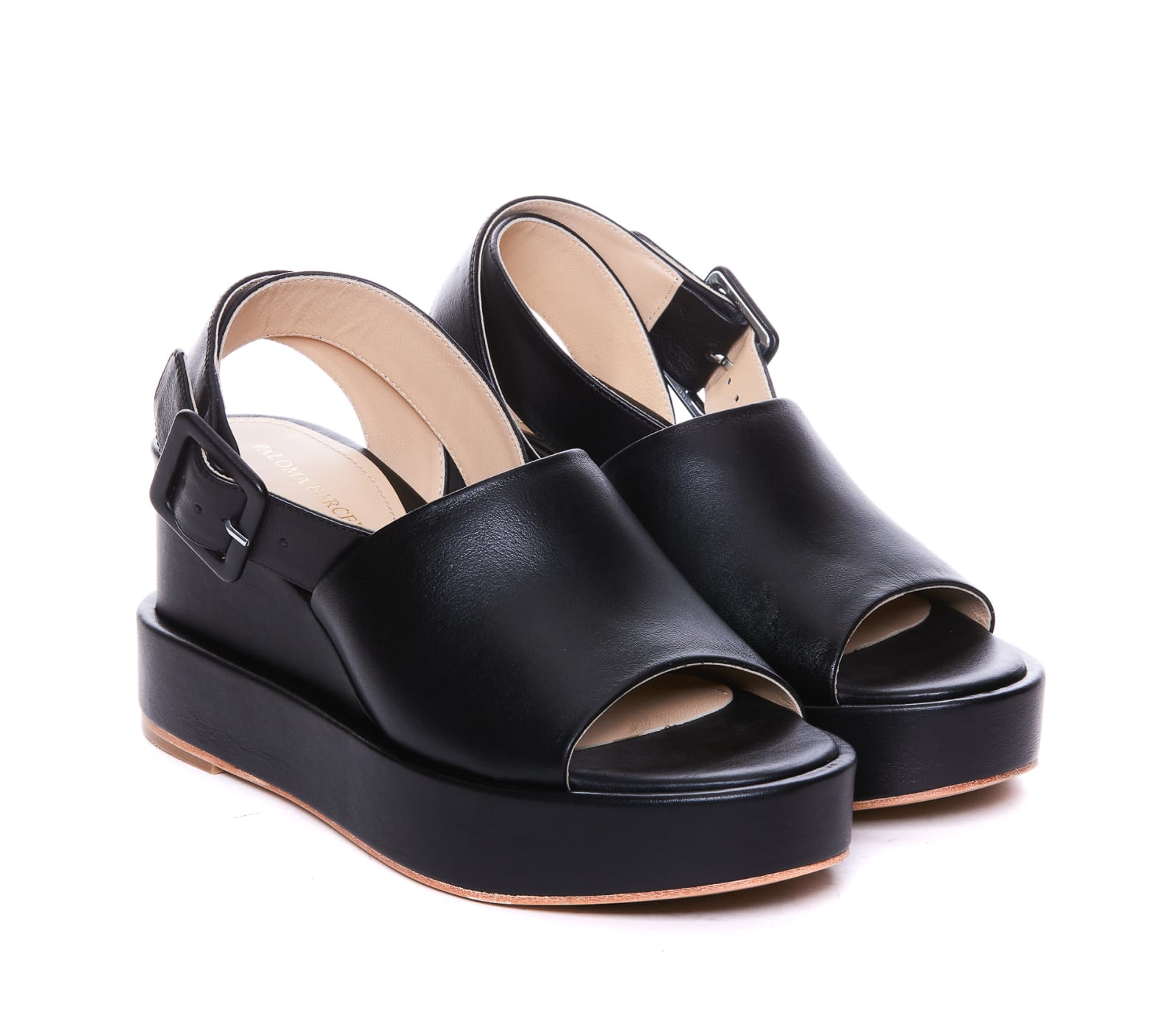 Shop Paloma Barceló Luna Wedge Sandals In Black