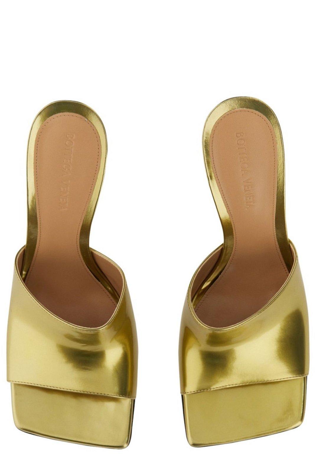 Shop Bottega Veneta Stretch Open Toe Heeled Mules In Gold