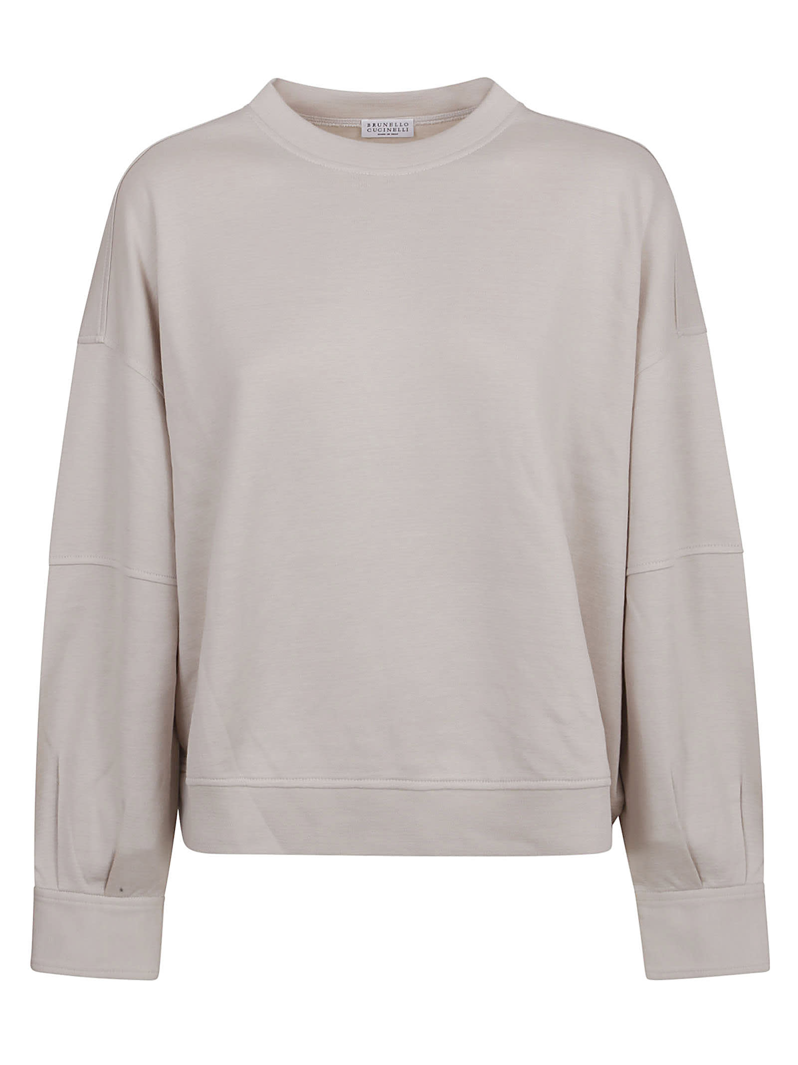 Brunello Cucinelli Round Neck Sweatshirt In Warm White