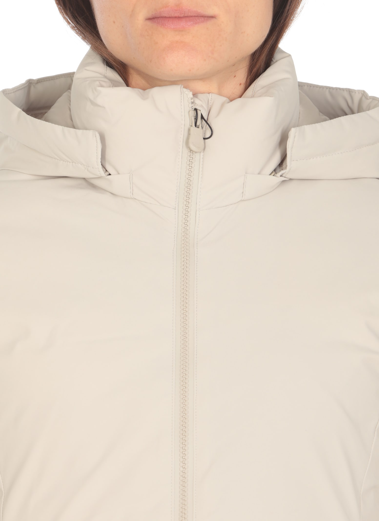 Shop Save The Duck Rachel Long Padded Jacket In Beige