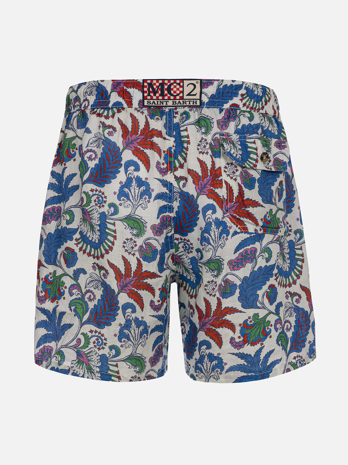 Mc2 Saint Barth Linen Swimsuit With Flower Print In White