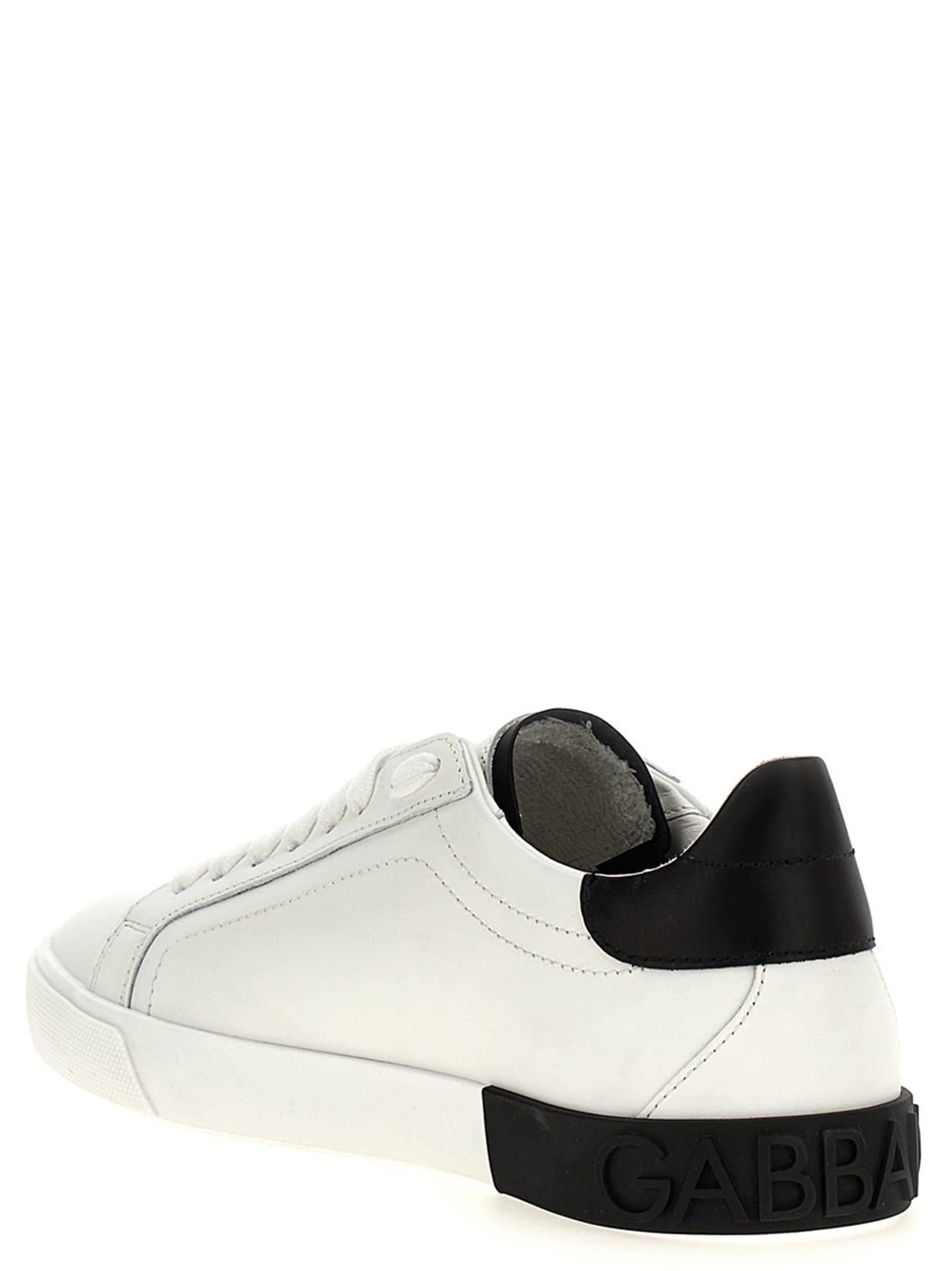 Dolce & Gabbana White Low Top Sneaker With Animal-motif Logo In Leather Woman In White