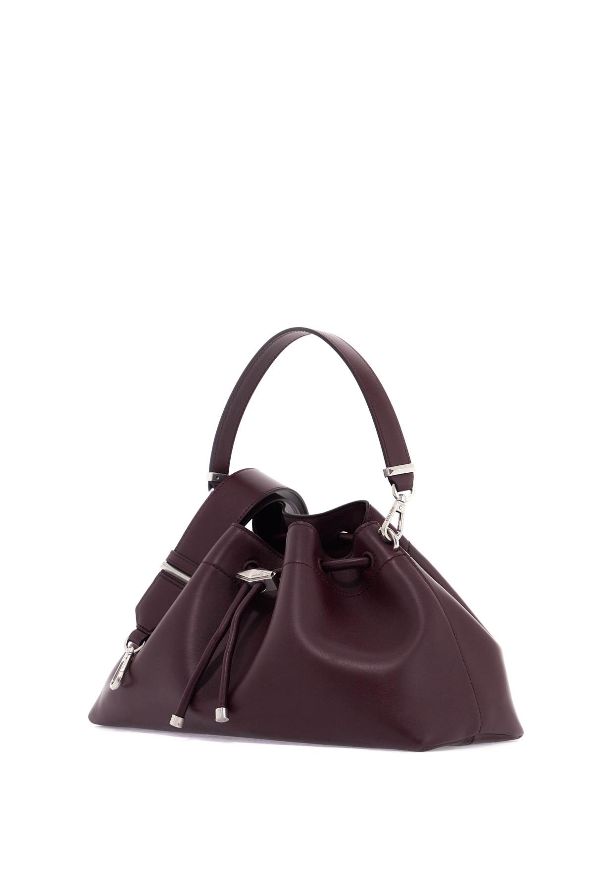 Shop Jimmy Choo Bon Bon Bucket Shoulder Bag East/west In Garnet Antique Silver (purple)