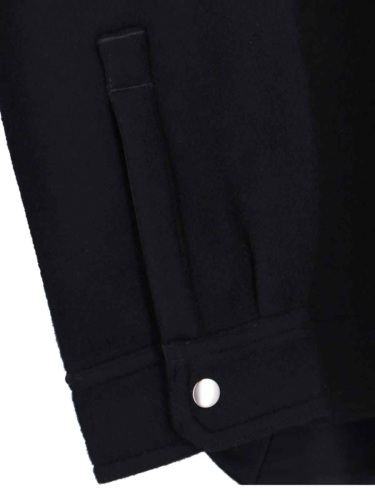 Rick Owens Structured Black Jacket With Classic Collar And Snap Closure In Black