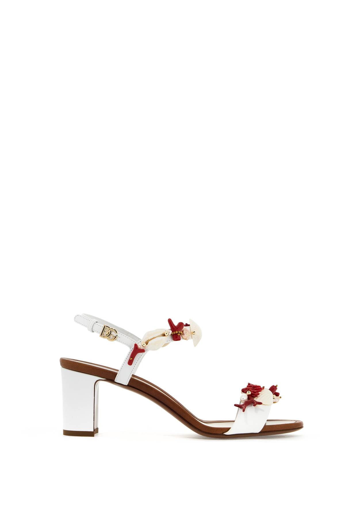 Shop Dolce & Gabbana Nappa Sandals With Coral Embellishments In Bianco/multicolor (white)