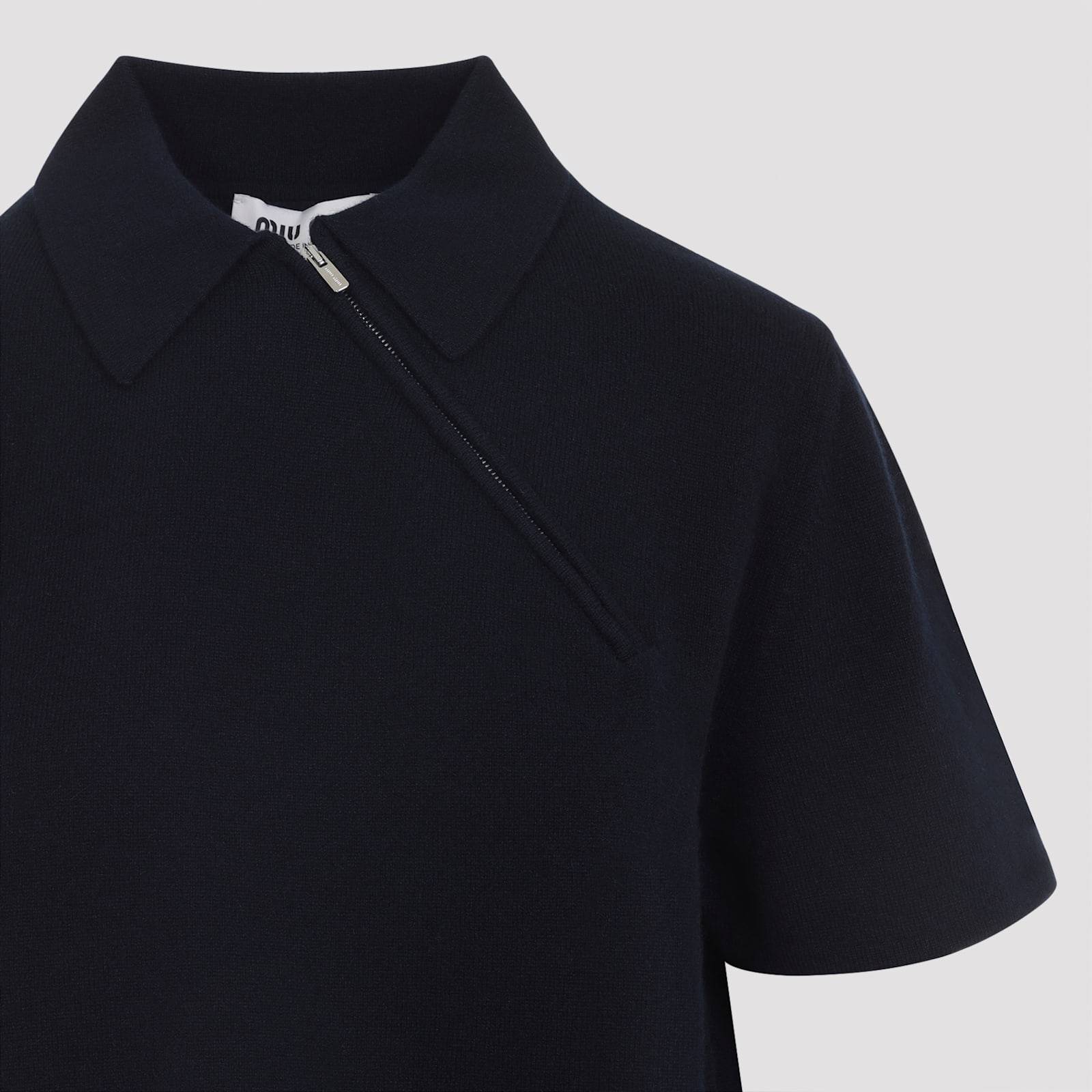 Miu Miu Short Sleeve Polo Shirt With Collar Design In Black