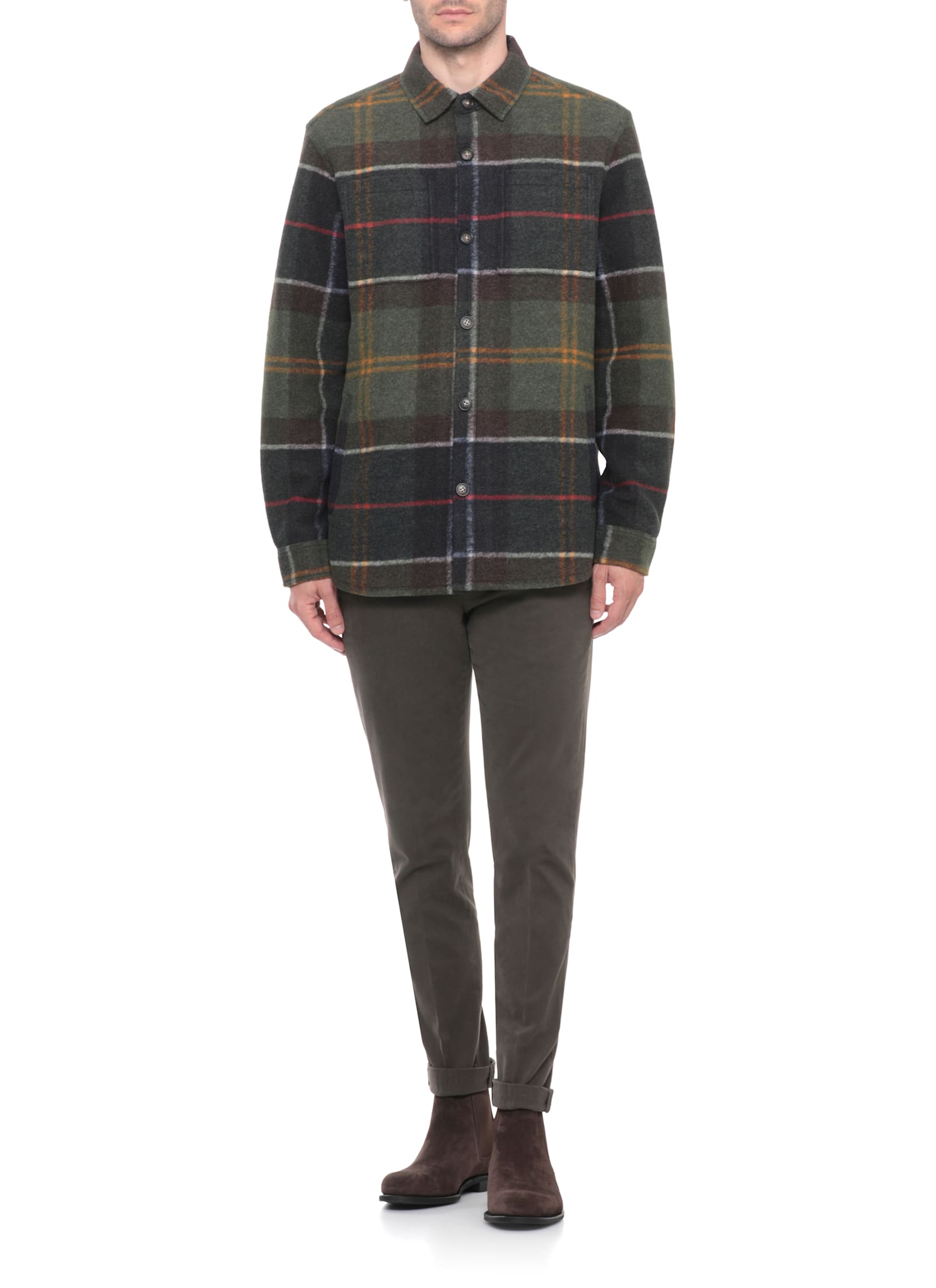 Barbour Chapter Tailored Fit Plaid Fleece Button-up Shirt Jacket In Green