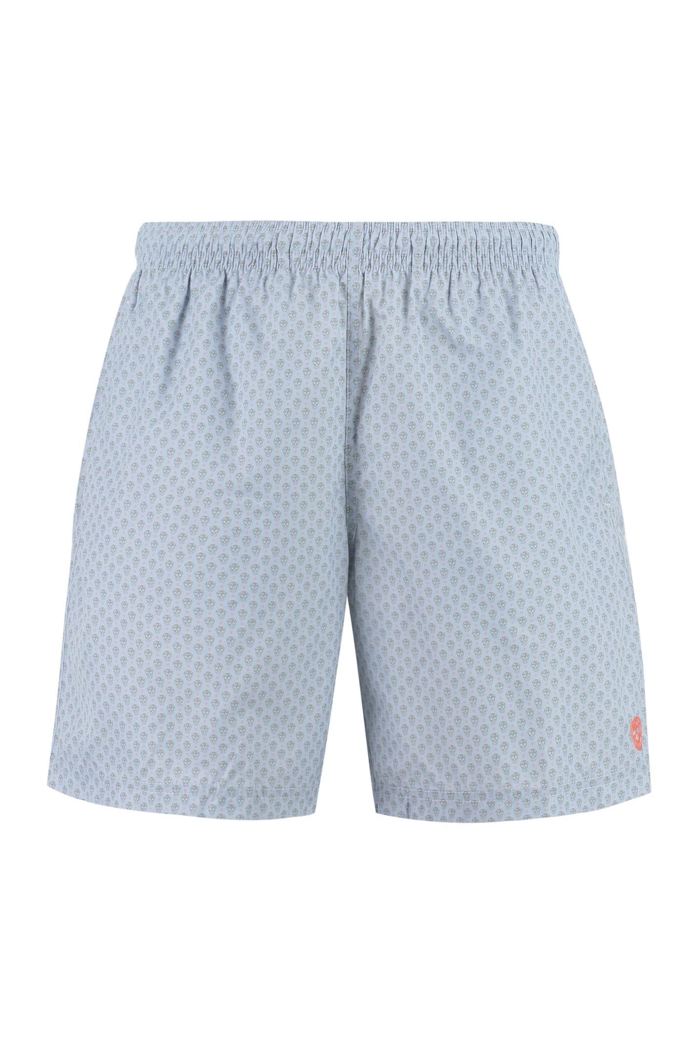 Shop Alexander Mcqueen Printed Swim Shorts In Blue