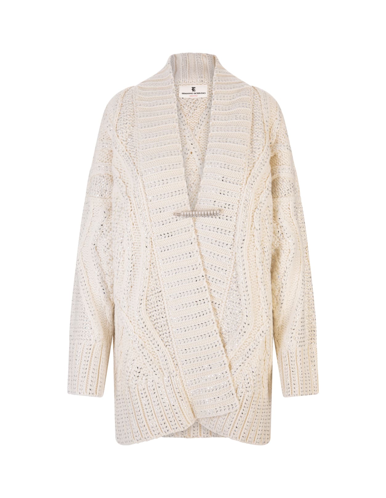 Ermanno Scervino White Oversize Cardigan With Crystals | Smart Closet