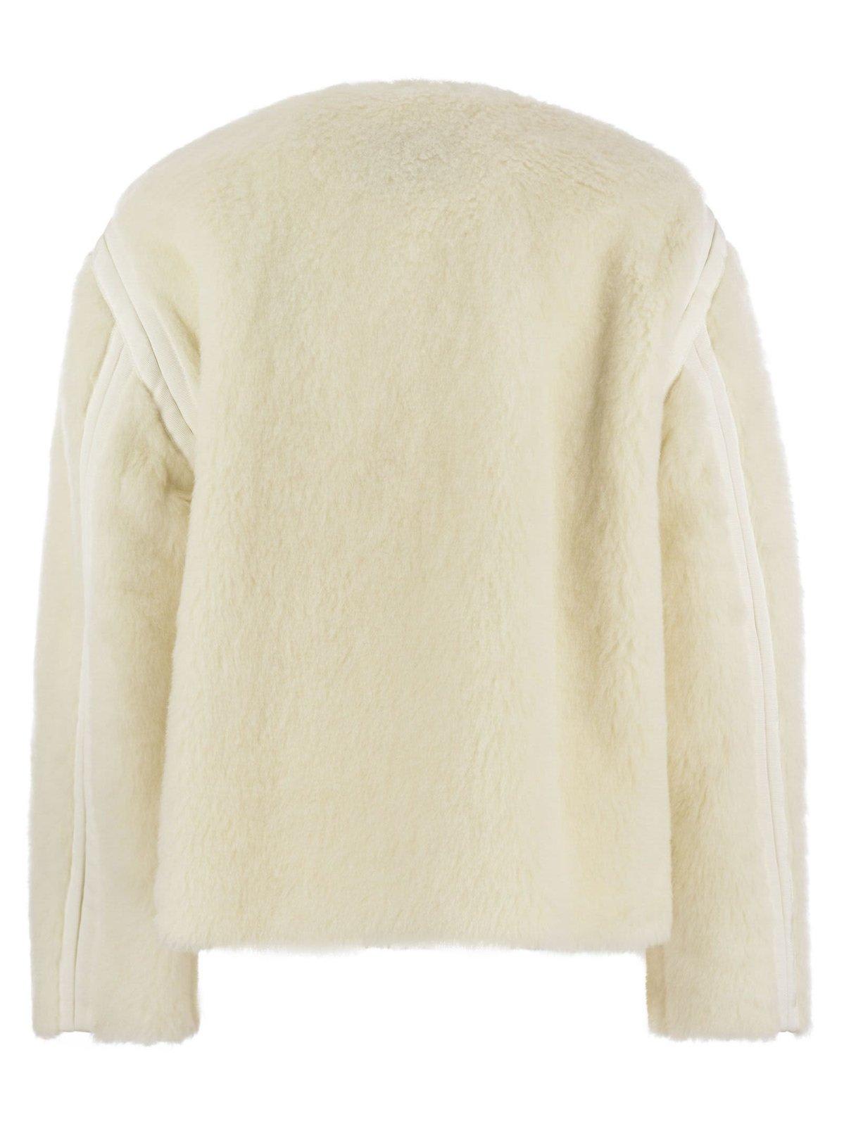 Shop Max Mara Zip-up Crewneck Jacket In White