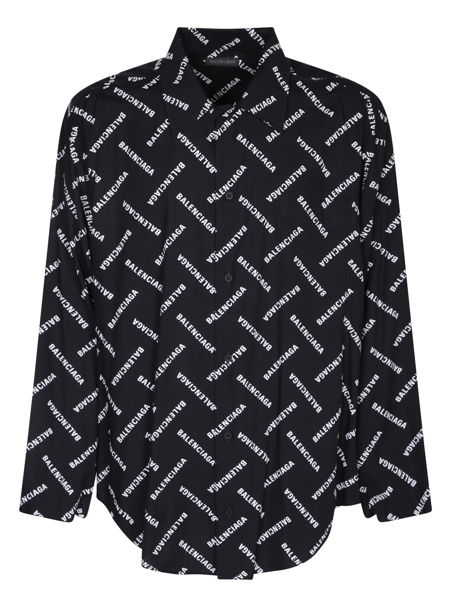 Shop Balenciaga All-over Logo Black Shirt