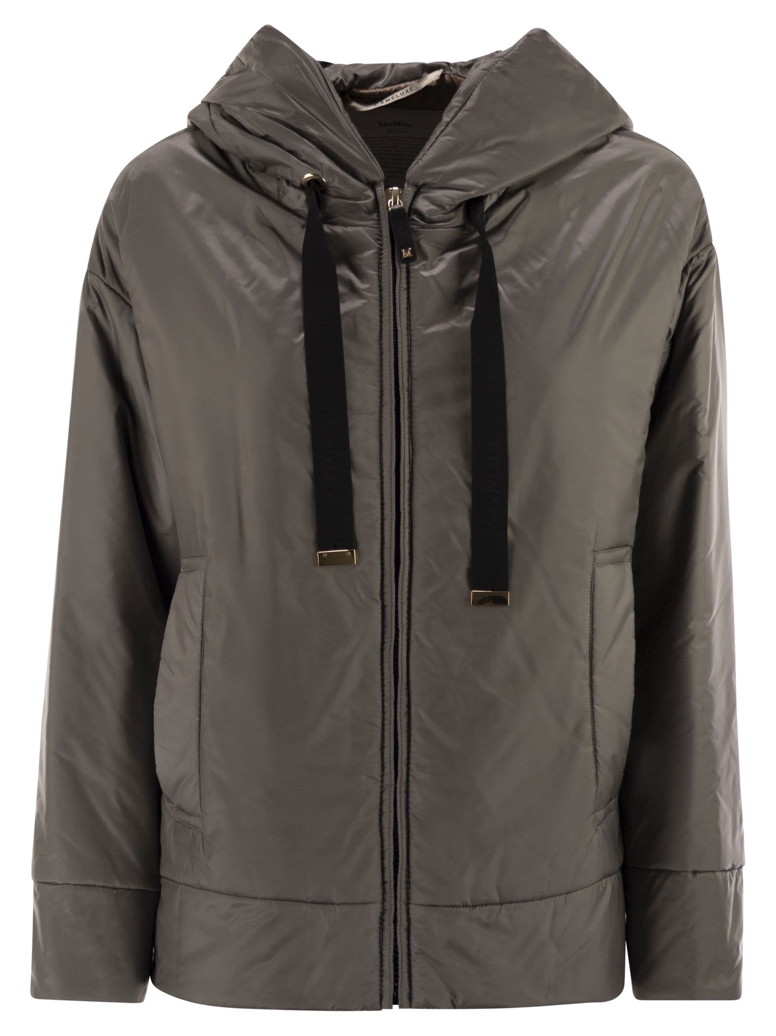 Max Mara The Cube Daria - Drip-proof Canvas Padded Jacket With Hood In Brown