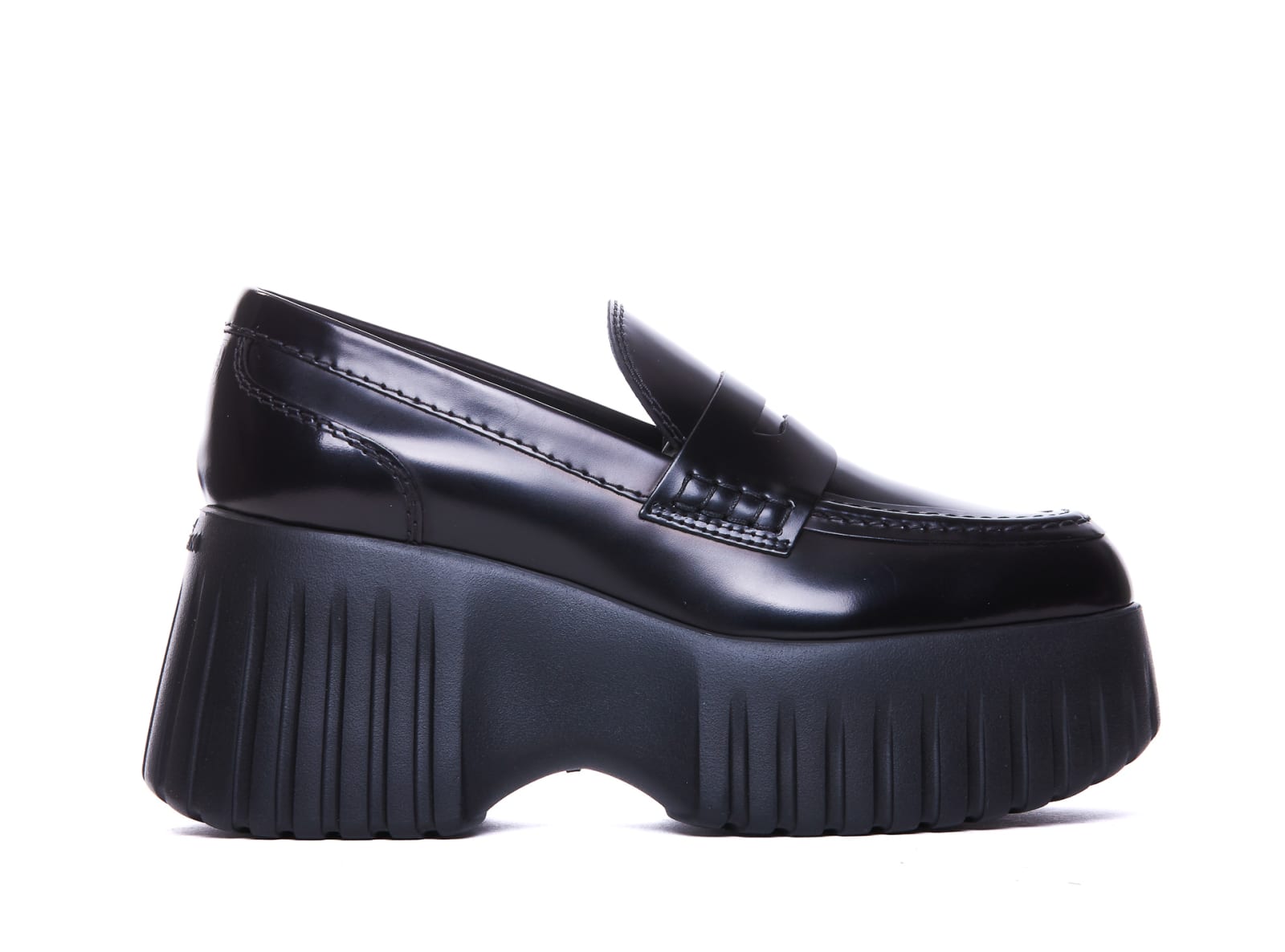 Shop Hogan H-stripes Loafers In Black