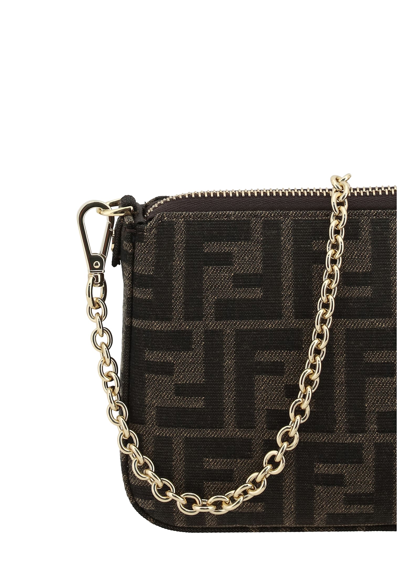 Fendi Shoulder Bags With Chain Strap And Gold-tone Hardware In Brown