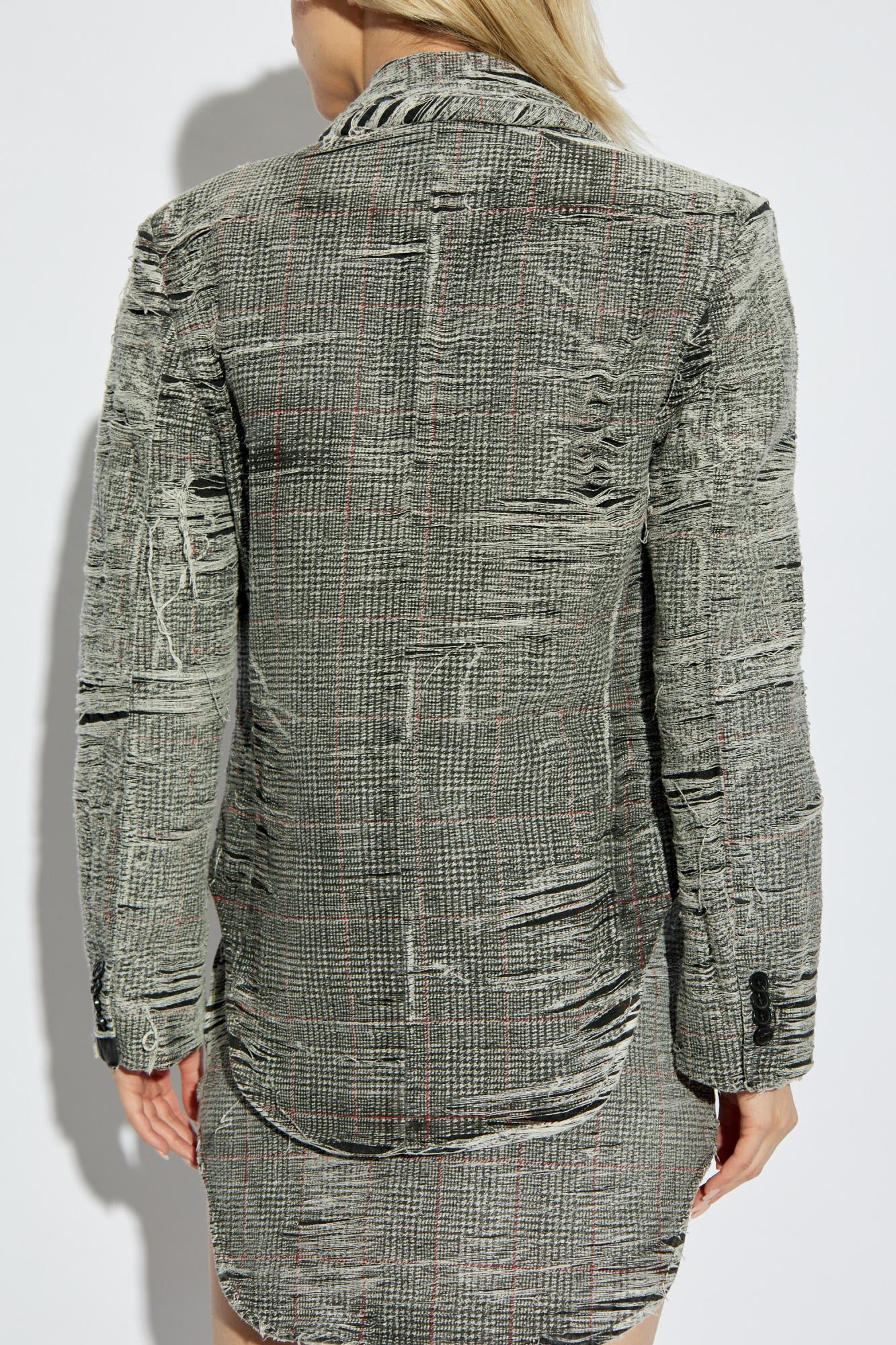 Diesel Blazer In Distressed Prince Of Wales Denim