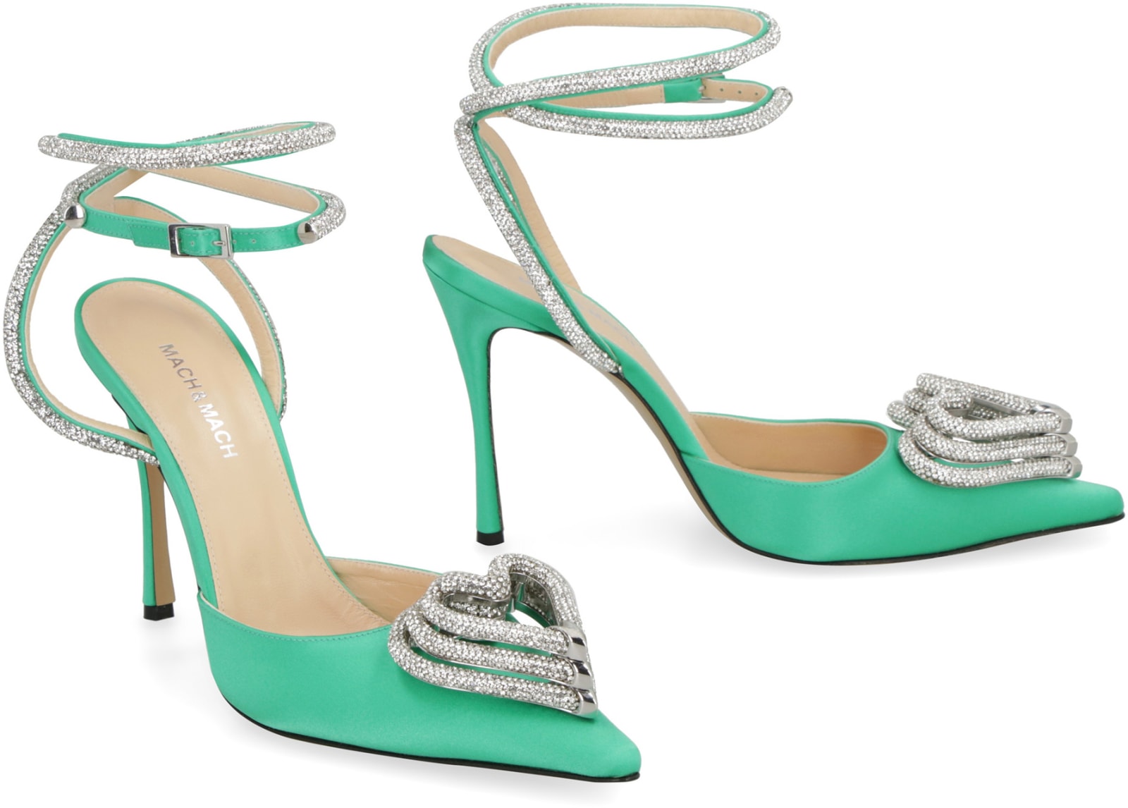 Shop Mach &amp; Mach Pumps Satin Slingback Pumps In Green