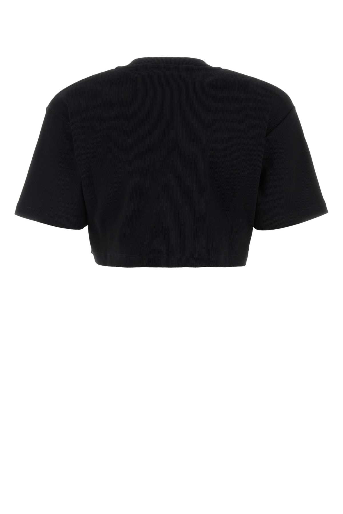 Shop Off-white Black Stretch Cotton T-shirt In Blackwhite