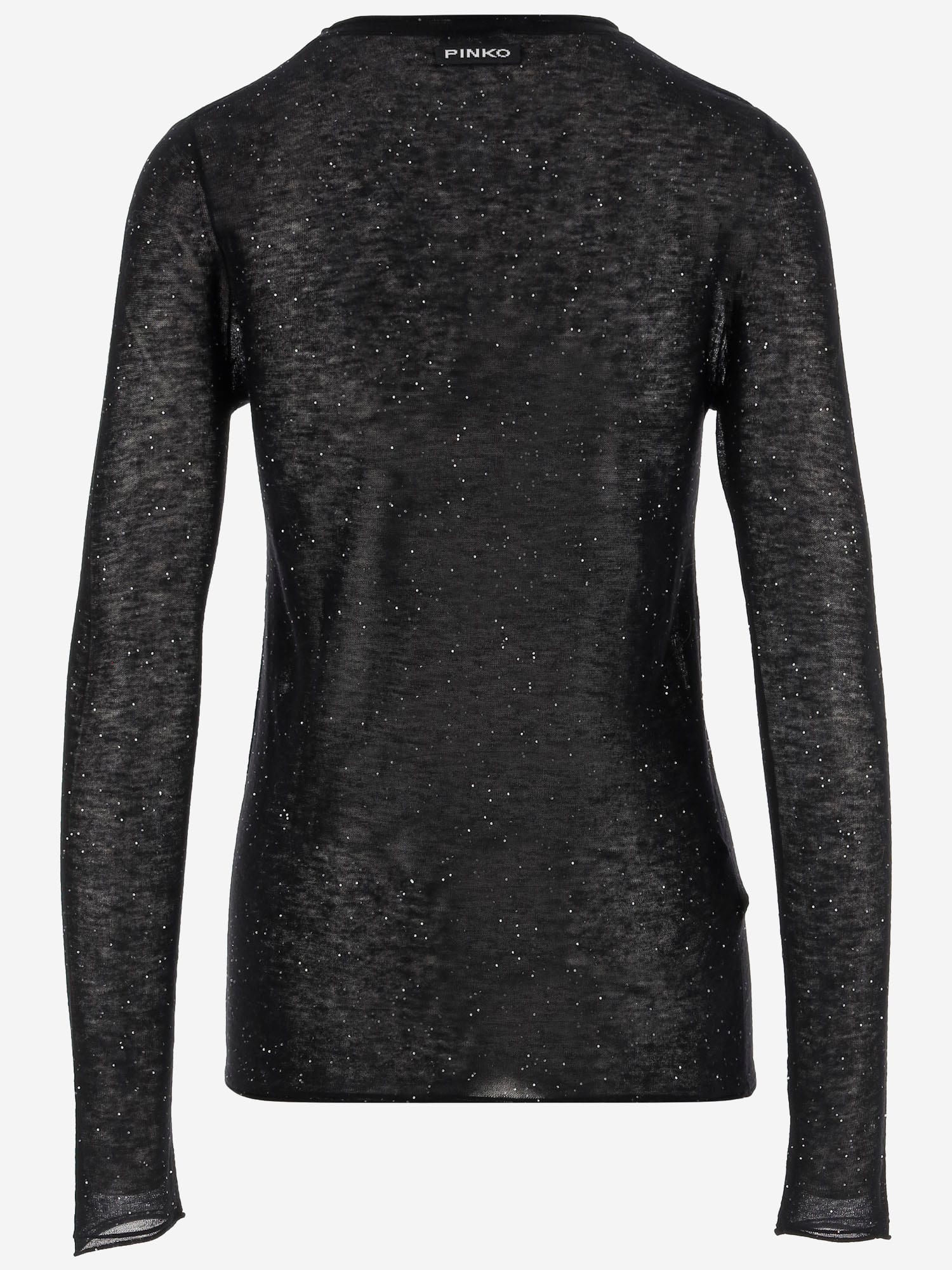 Pinko Semi-sheer Wool Sweater In Black