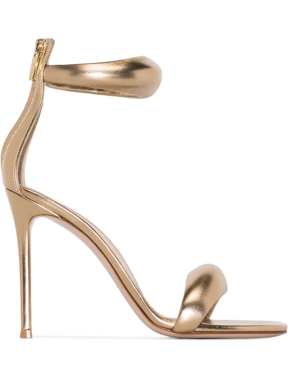 Shop Gianvito Rossi Gold Metallic Nappa Bijoux Sandals