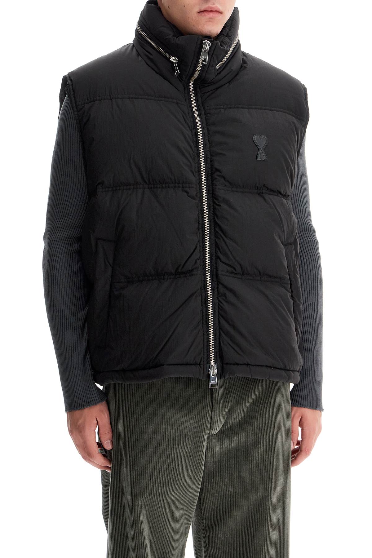 Shop Ami Alexandre Mattiussi Sleeveless Down Jacket With In Noir (black)