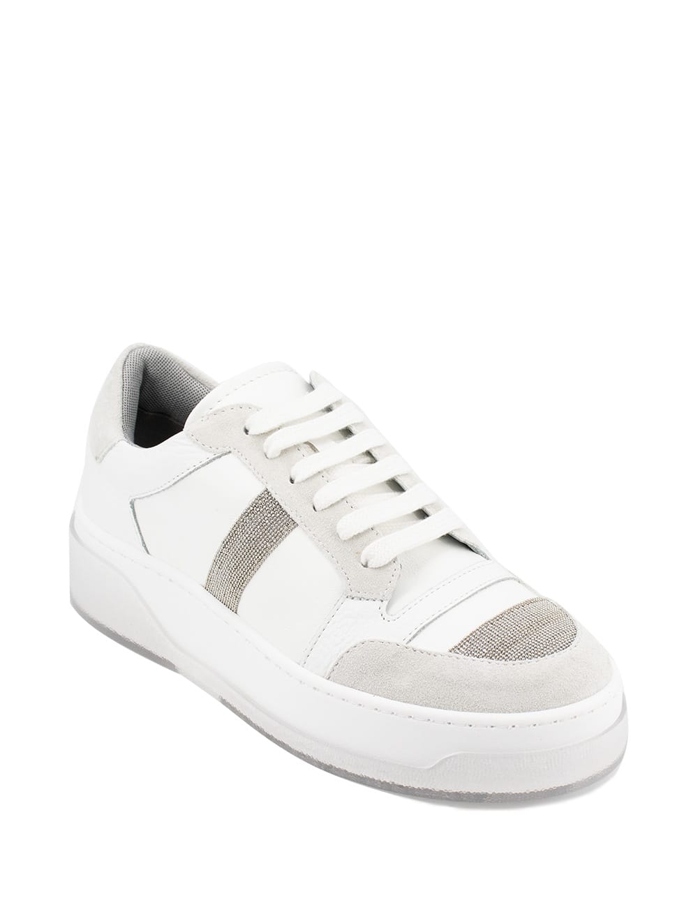 Fabiana Filippi Leather Sneakers In Bianco