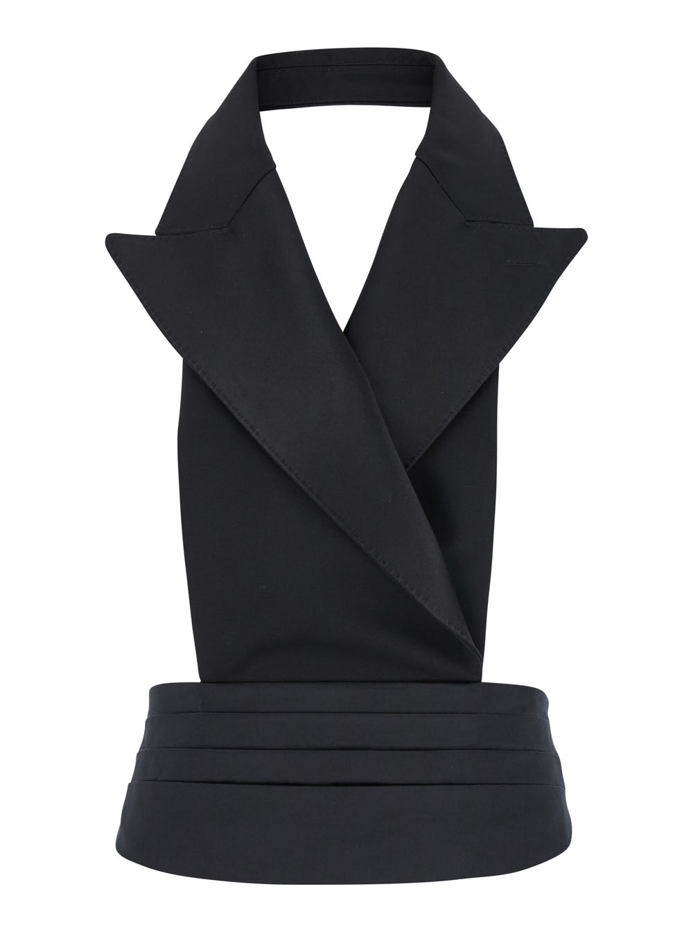 Shop Dolce & Gabbana Black Double-breasted Vest With Rear Cut-out In Silk And Wool Woman