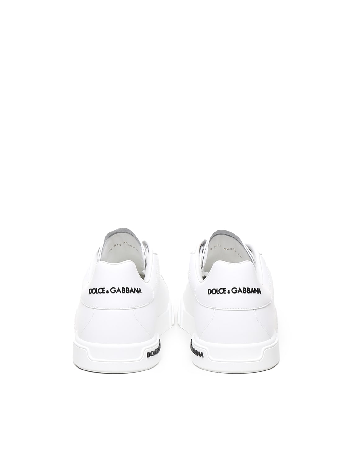 Shop Dolce & Gabbana Portofino Leather Sneakers In White