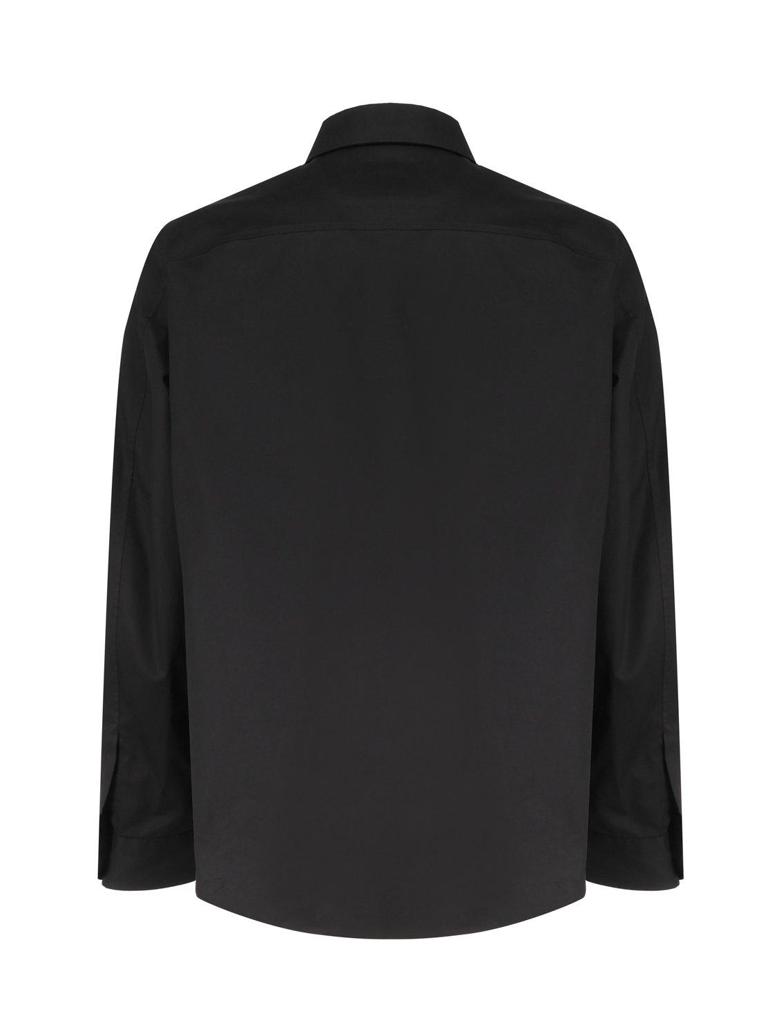 Shop Zegna Curved Hem Twill Shirt In Nero