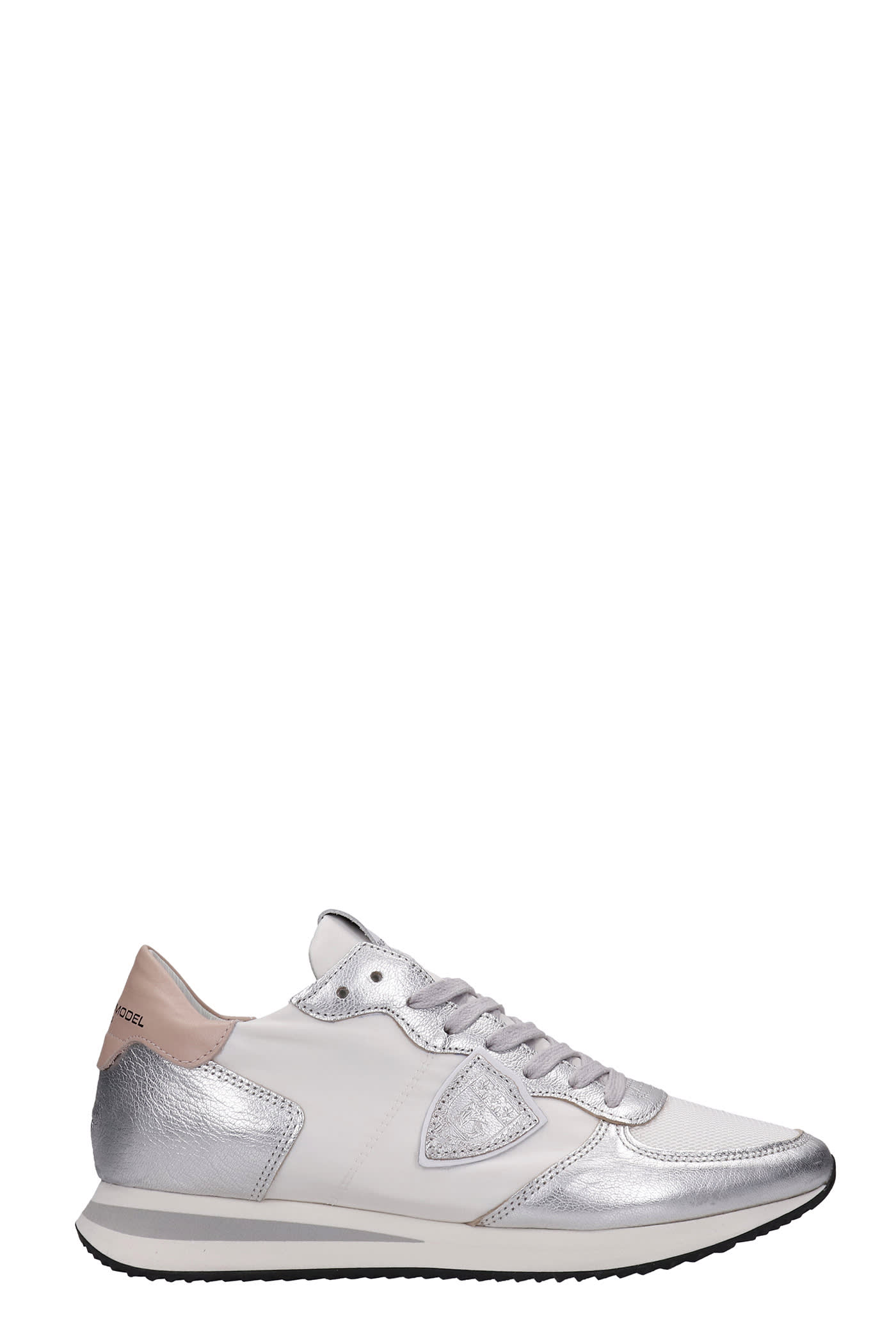 Philippe Model Trpx Sneakers In White Leather And Fabric