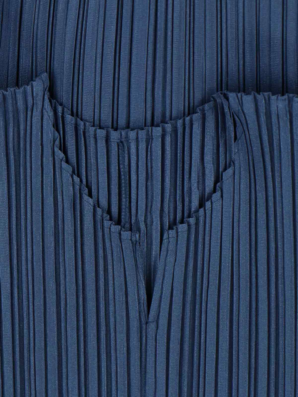 Issey Miyake Softly Draped Dress Short Sleeves In Blue