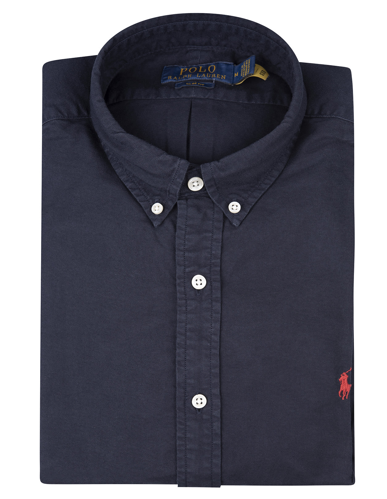 Ralph Lauren Man Navy Blue Slim Fit Oxford Shirt With Contrast Pony