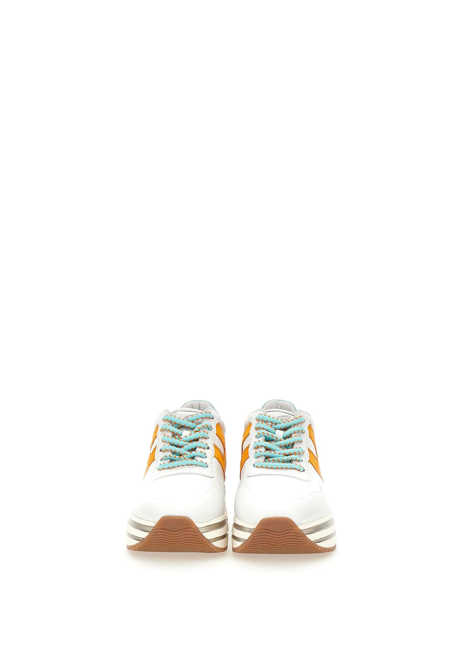 Shop Hogan Midi H222 Leather Sneakers In White