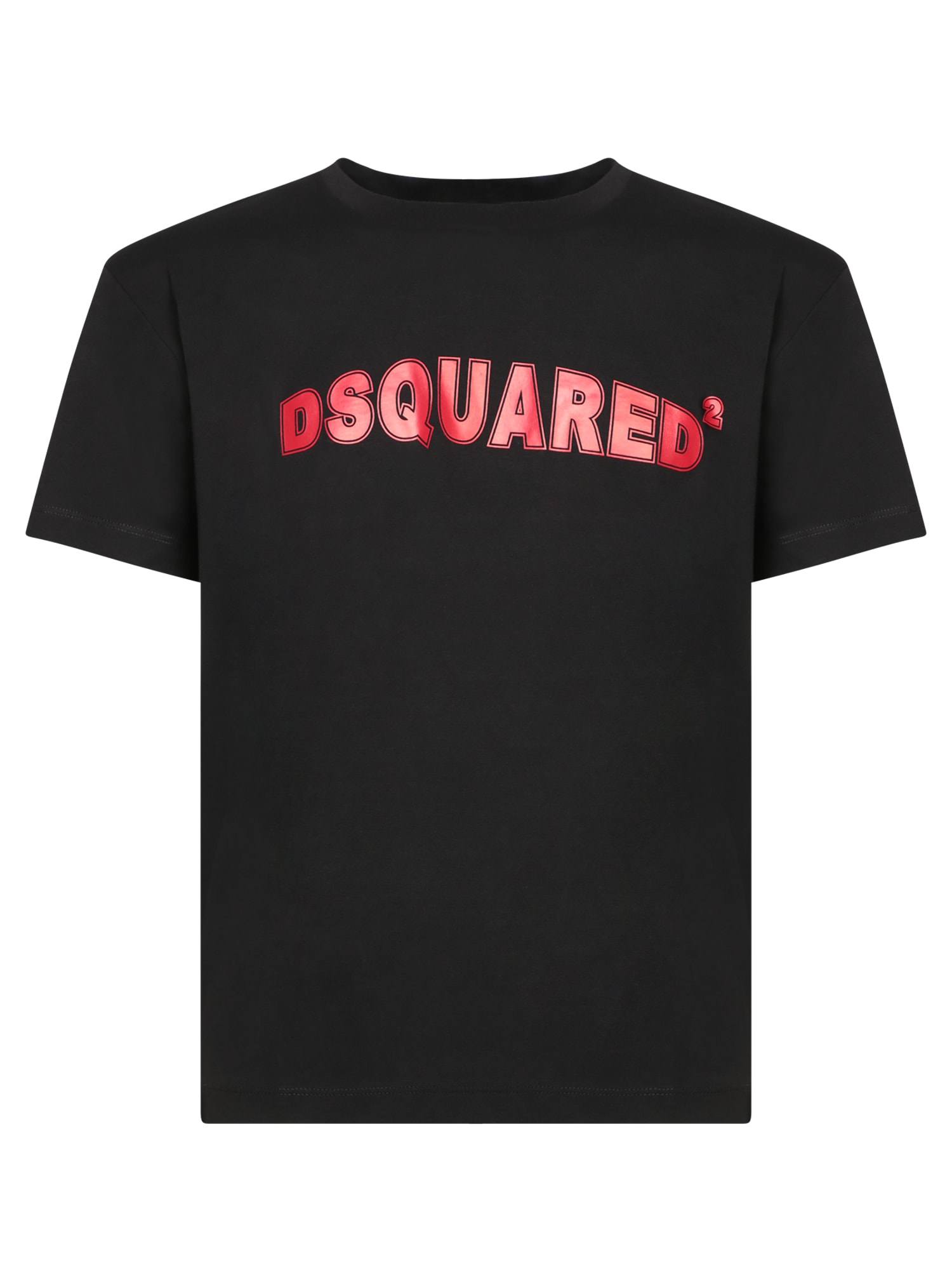 Shop Dsquared2 Black Cotton T-shirt With Red Logo In White